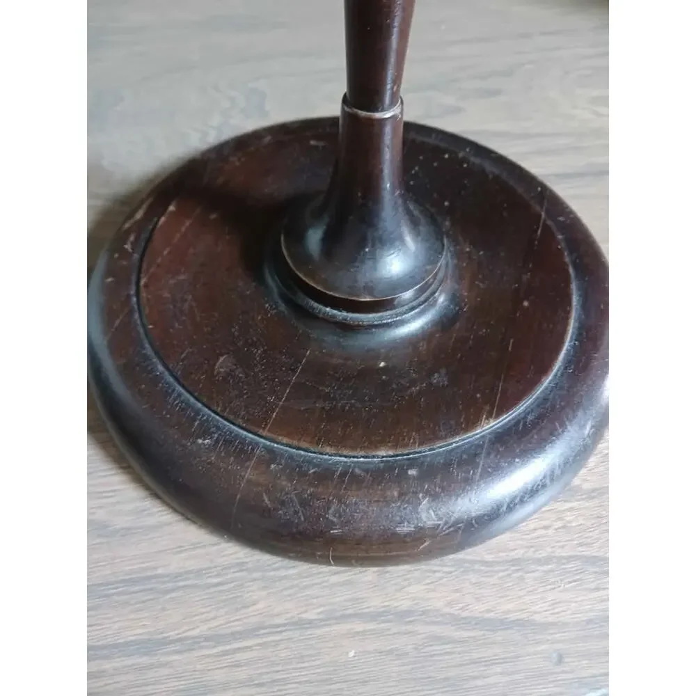 Antique Tall Hand Turned Carved Wood Candlestick